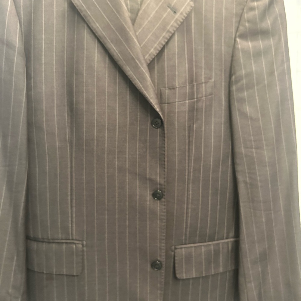 Timeless Men’s grey on grey pinstripe suit